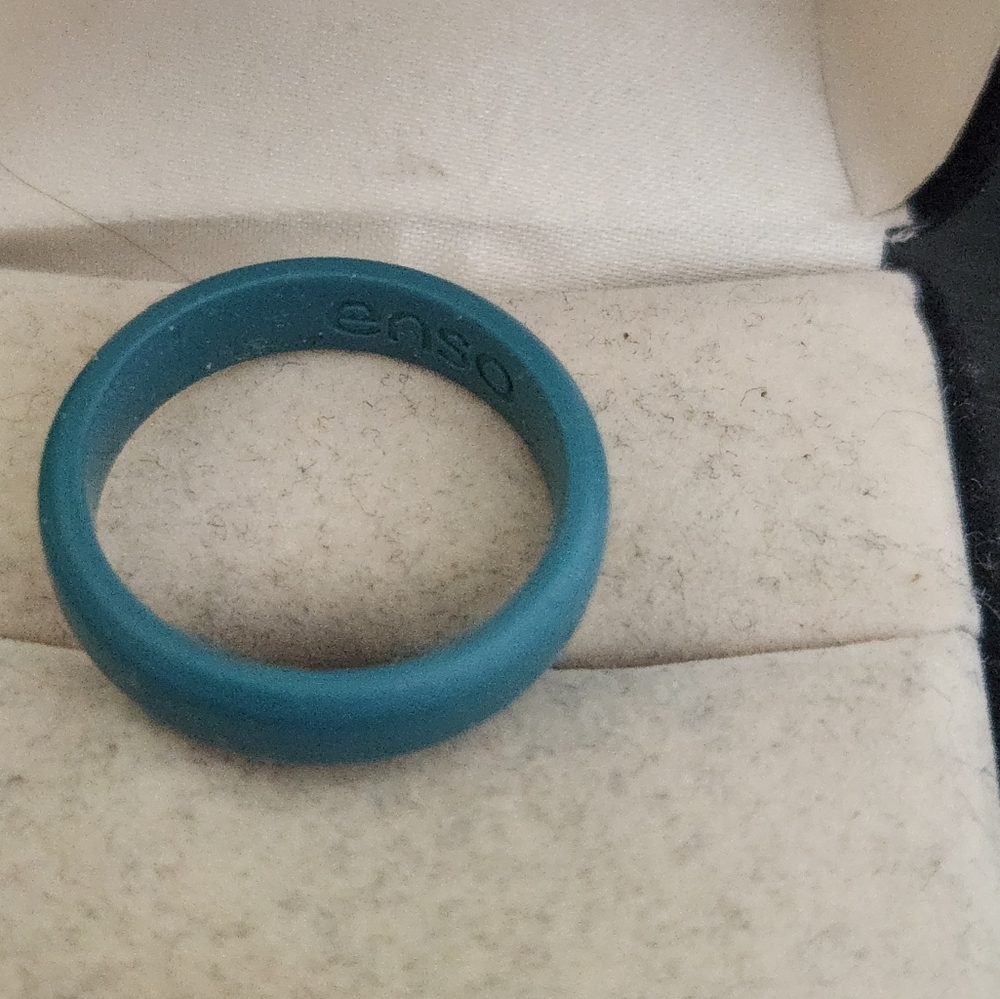 Blue Rubber Enso Wedding Band Ring Stretches To Fit Safety Design Unisex